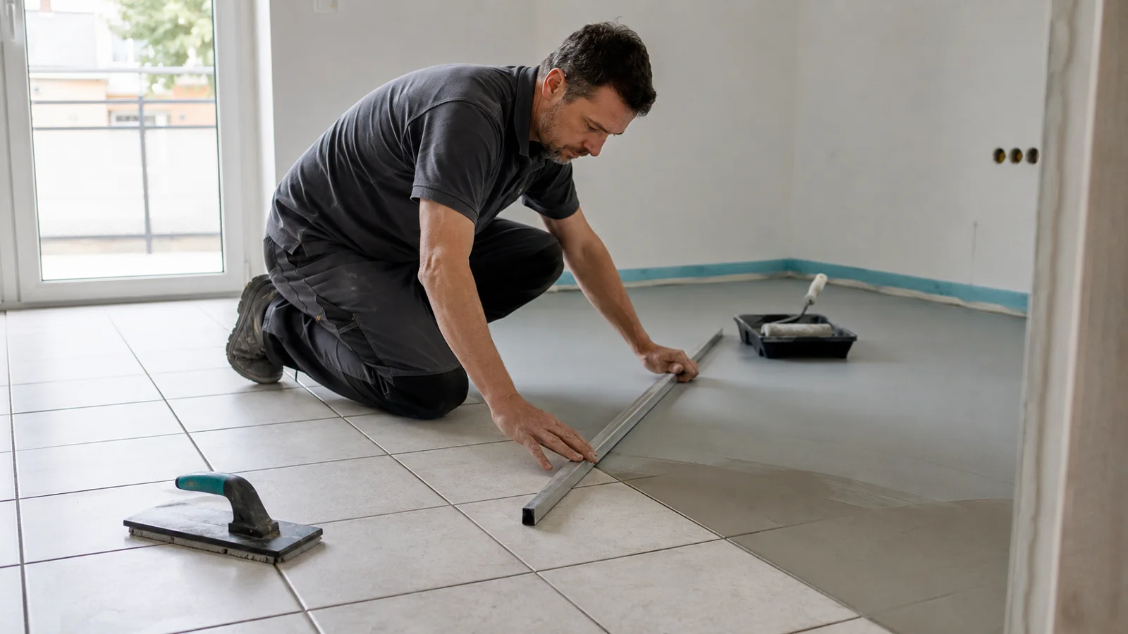 Prüfung eines vorhandenen Fliesenbodens vor der Verlegung von Vinylboden