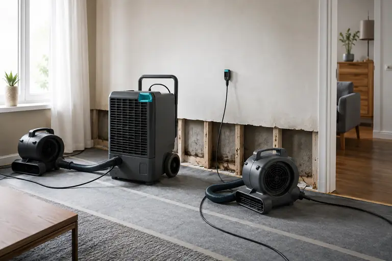 Technische Trocknungsgeräte bei der Sanierung eines Wasserschadens